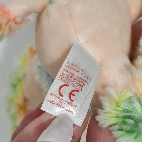 Ty Rainbow Poodle Dog Plush 2017 Stuffed Animal Big Glitter Eyes Colorful - Picture 8 of 11